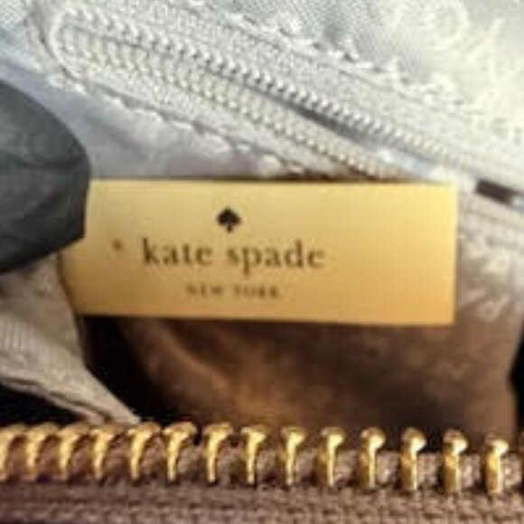 Kate Spade Atwood Pebbled Leather Dome Satchel Crossbody Taupe Gray Tassel Bag - Picture 9 of 15